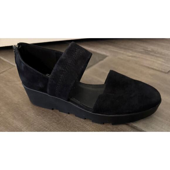 Eileen Fisher Mary Jane Wedge BLACK Suede Marlow Shoes SZ 6 - Picture 1 of 4